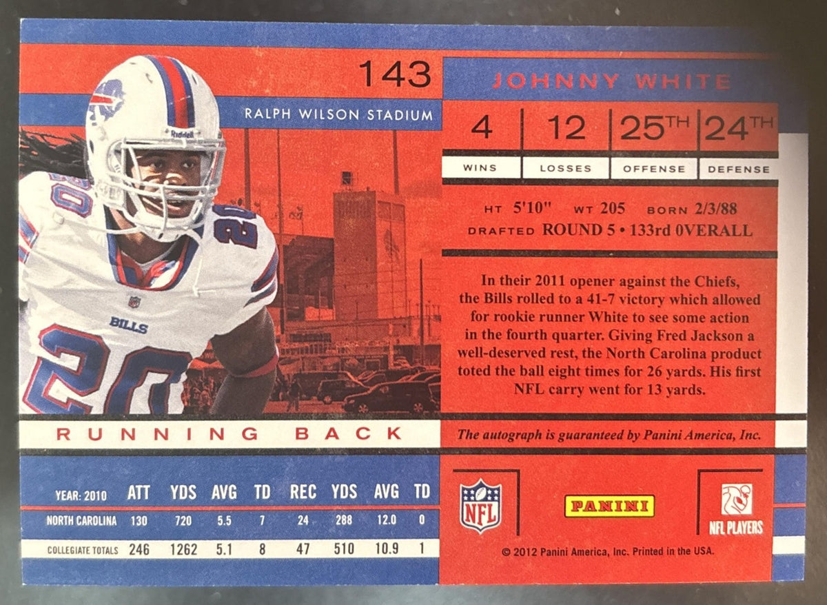 2011 Panini Playoff Contenders Johnny White #143 RC Auto Buffalo Bills