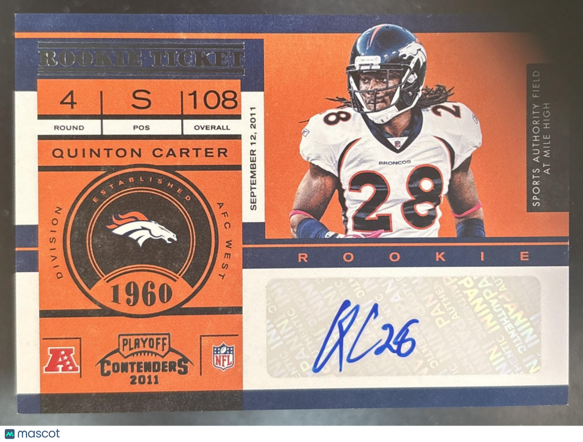 2011 Panini Playoff Contenders Quinton Carter #166 RC Auto Denver Broncos