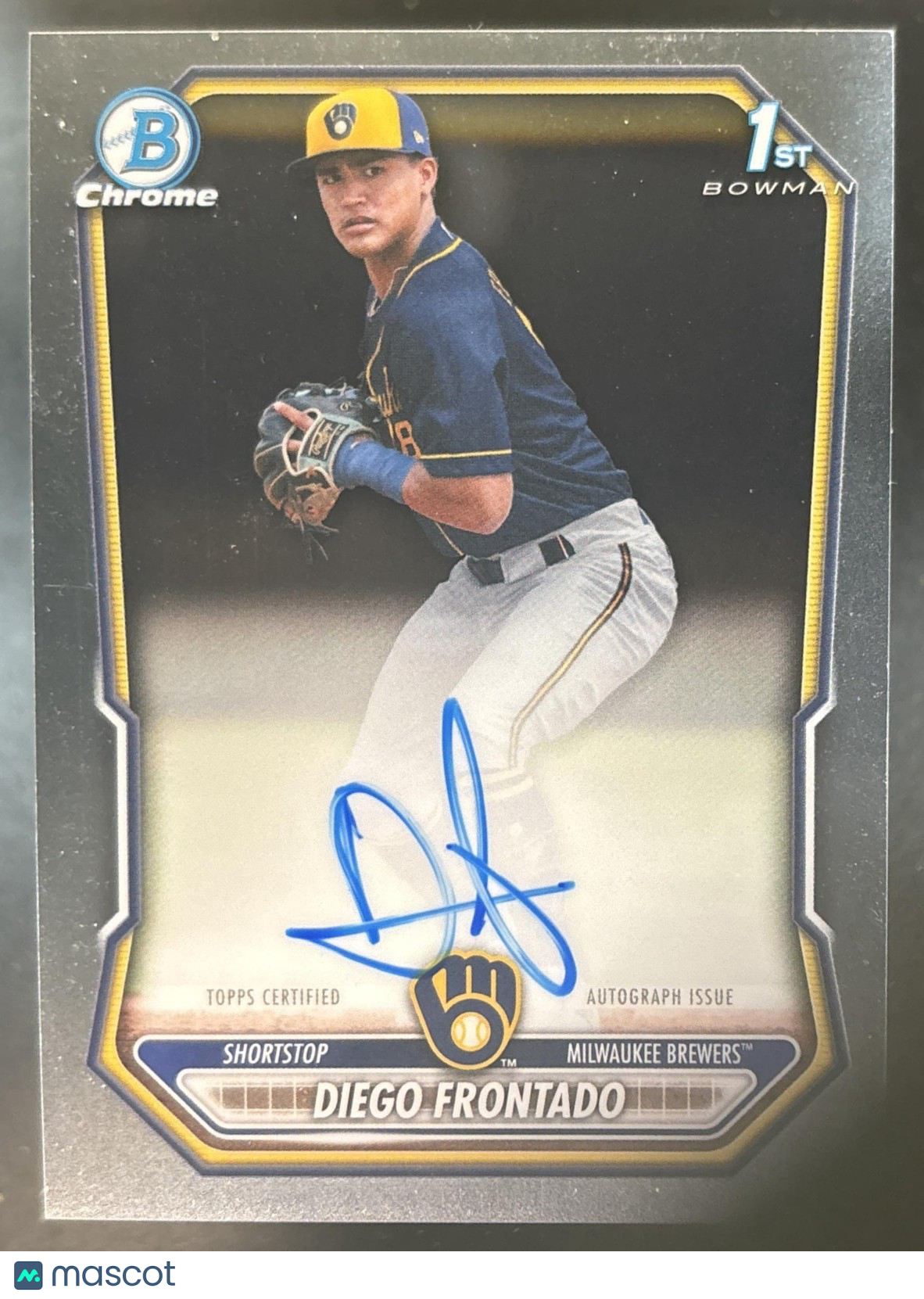 2026 Bowman Chrome Diego Frontado Auto #CPA-DF 1st Prospect Milwaukee Brewers