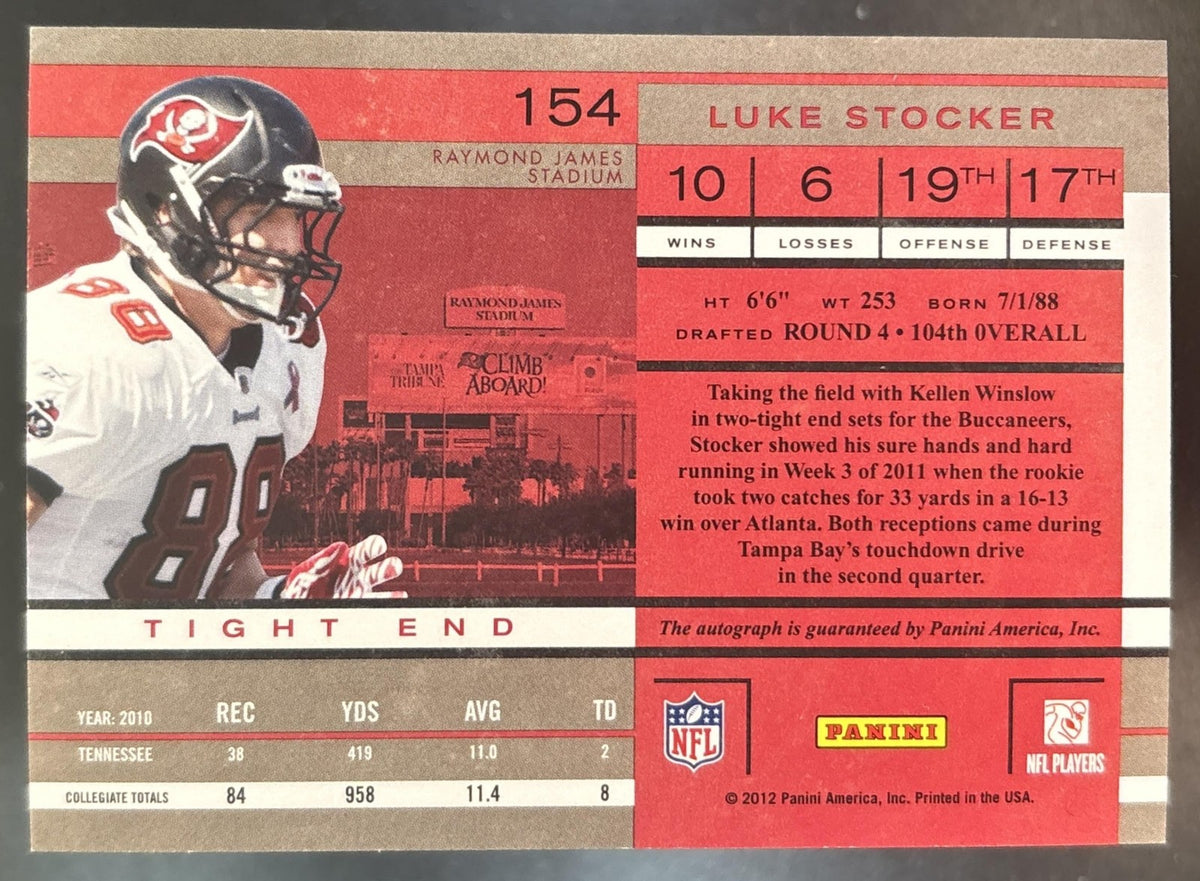 2011 Panini Playoff Contenders Luke Stocker #154 RC Auto Tampa Bay Buccaneers