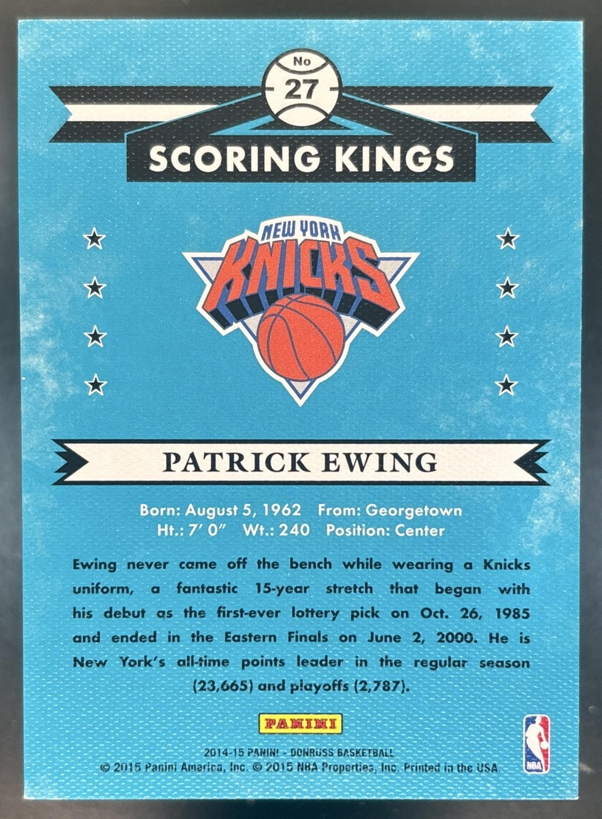 2014-15 Panini Donruss Patrick Ewing Scoring Kings Press Proofs Gold /10 #27