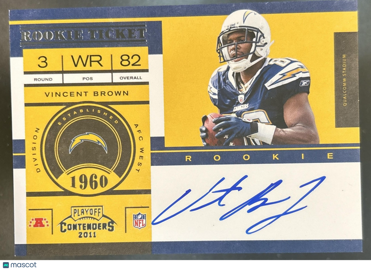 2011 Panini Playoff Contenders Vincent Brown #233 RC Auto San Diego Chargers