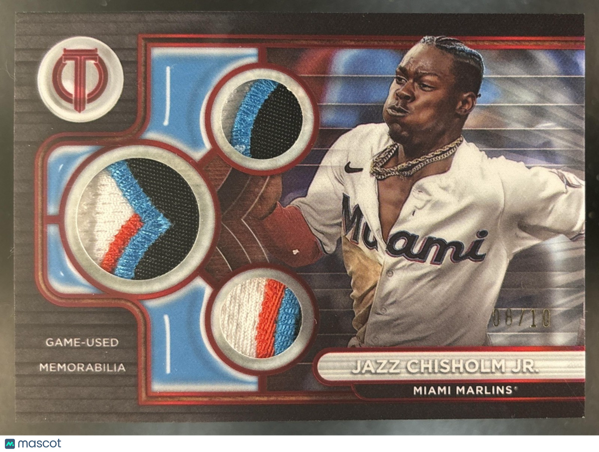 2024 Topps Tribute Jazz Chisholm Jr. Triple Relics Red /10 #TTR-JC Miami Marlins