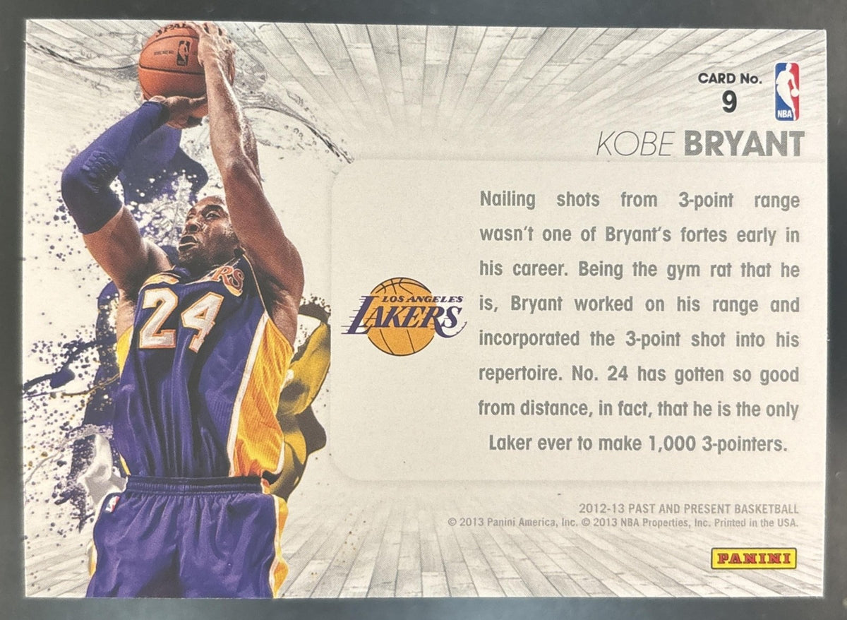 2012-13 Panini Past & Present Kobe Bryant Raining 3's #9 Los Angeles Lakers