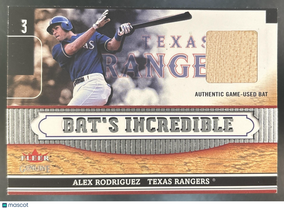 2002 Fleer Genuine Alex Rodriguez Bat's Incredible Game Used MEM Texas Rangers