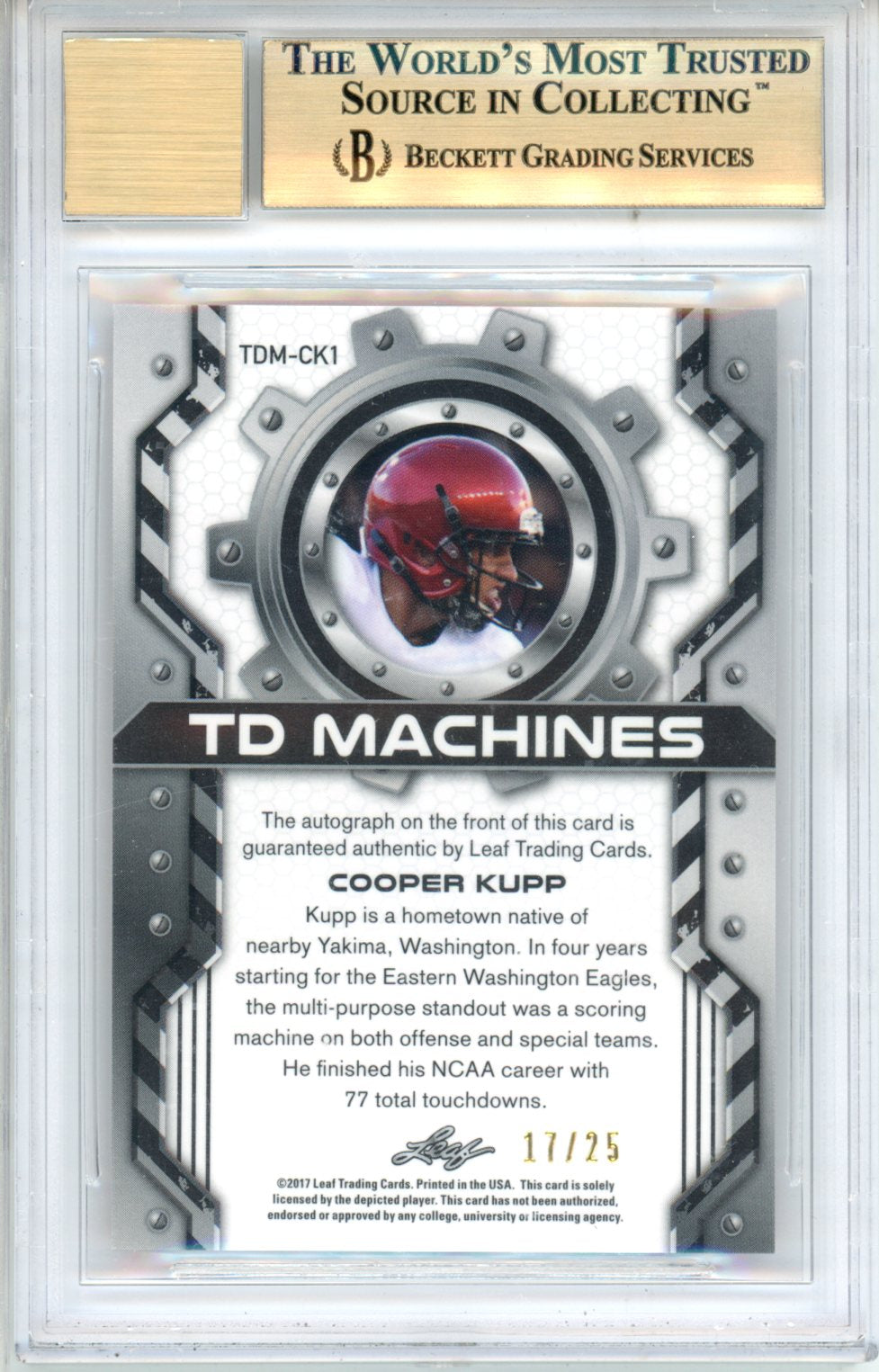 2017 Leaf Valiant TD Machines Orange Cooper Kupp #TDMCK1 BGS 9.5