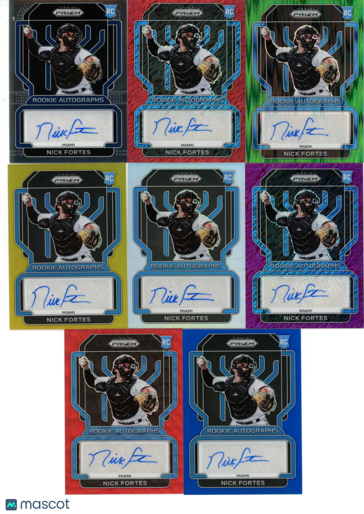 2022 Prizm Baseball Nick Fortes Rainbow Auto Black 1/1 Gold /10 26 Cards