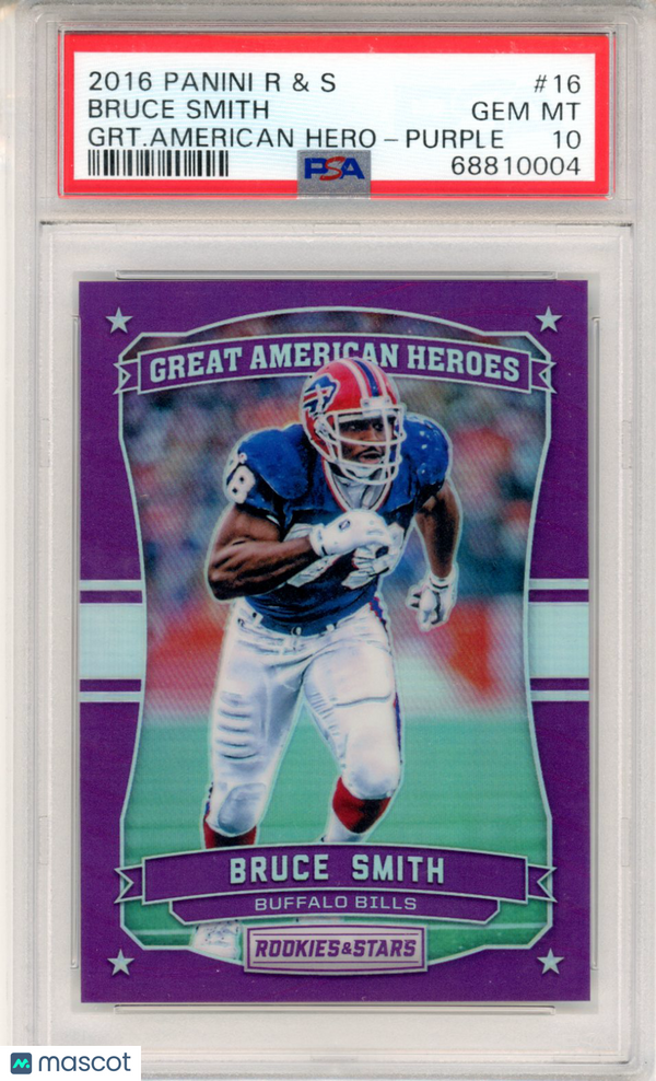 2016 Rookies & Stars Great American Heroes Bruce Smith /49 PSA 10