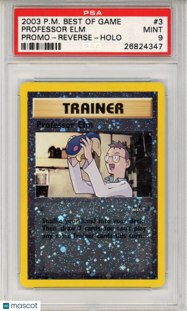 2003 PokéMon TCG Prof. Elm-Reverse Foil #3 PSA 9