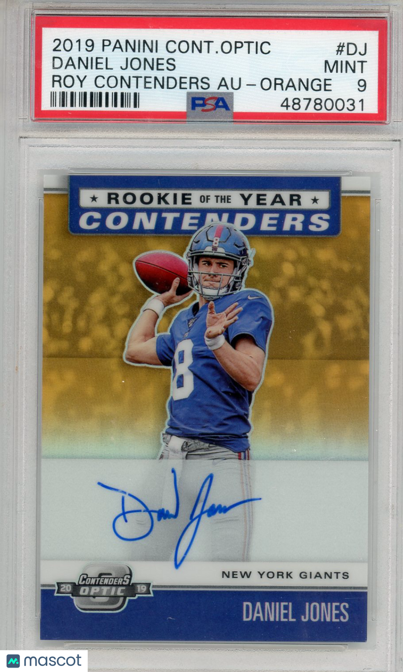 2019Contenders Optic Rookie Of The Year Autographs Daniel Jones Orange PSA 9