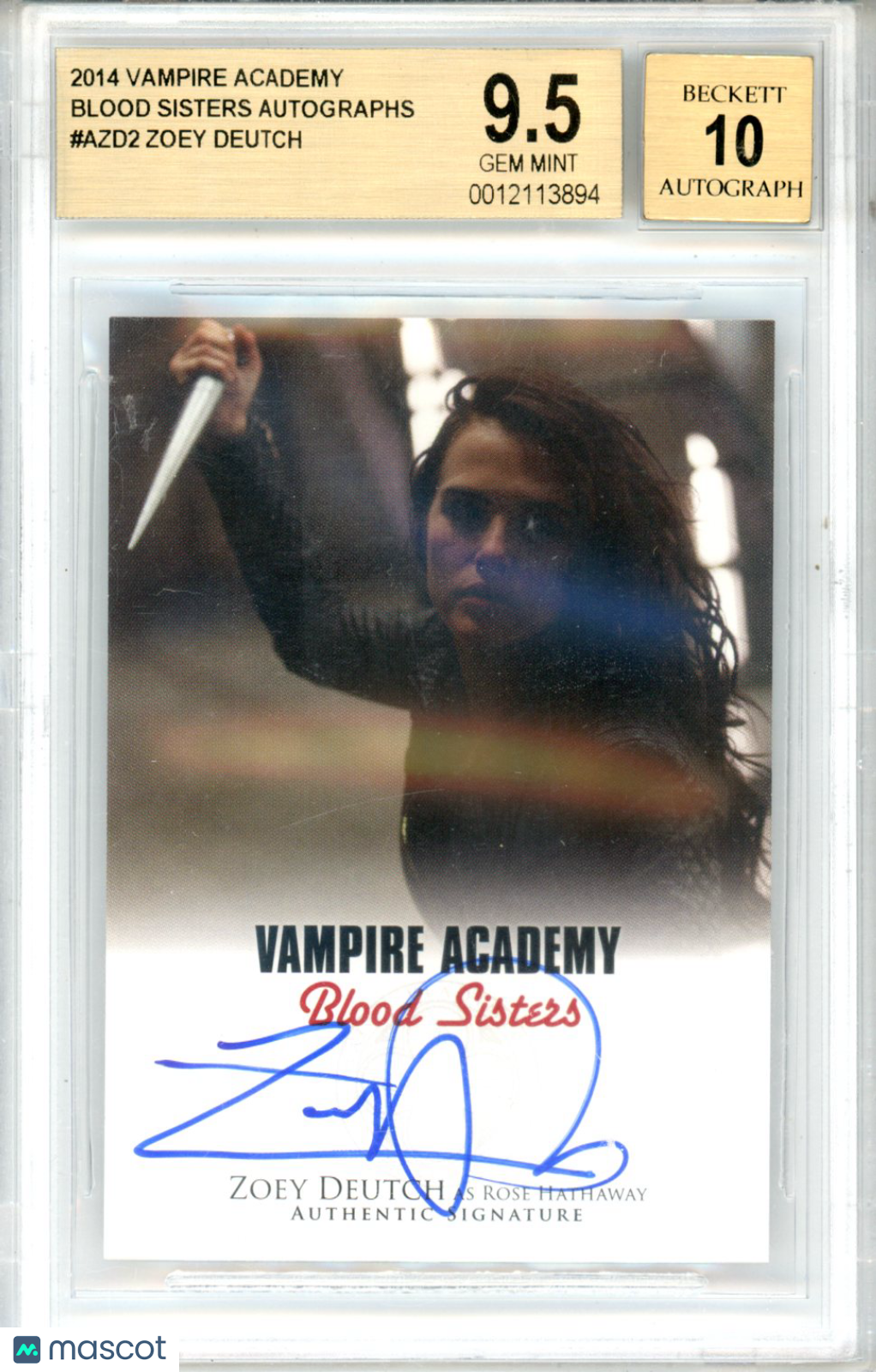 2014 Vampire Academy Blood Sisters Auto Zoey Deutch BGS 9.5 Auto 10
