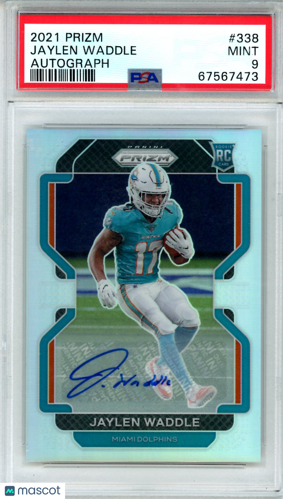 2021 Panini Prizm Jaylen Waddle Autograph #338 PSA 9