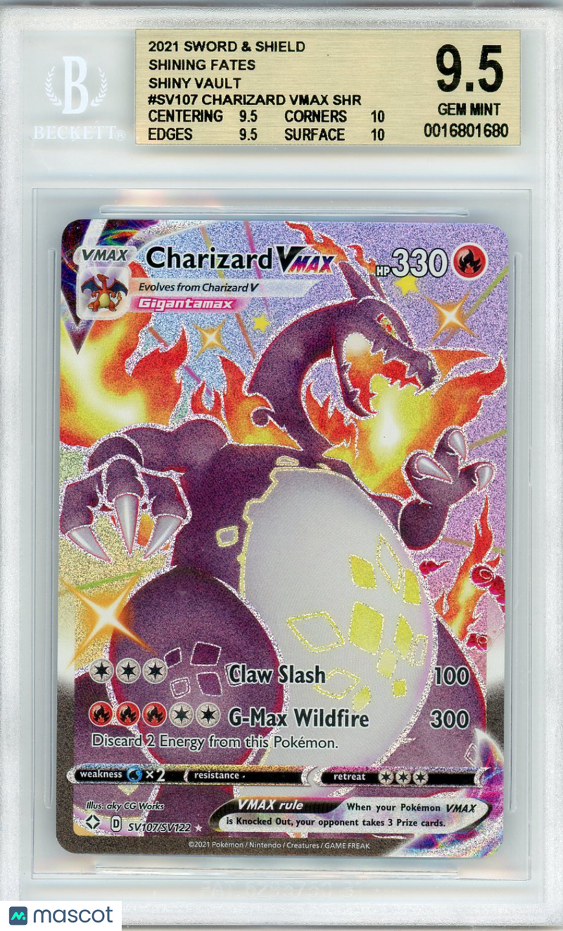 2021 Pokemon SS Shining Fates Shiny Vault Charizard VMAX  BGS 9.5 GEM MINT