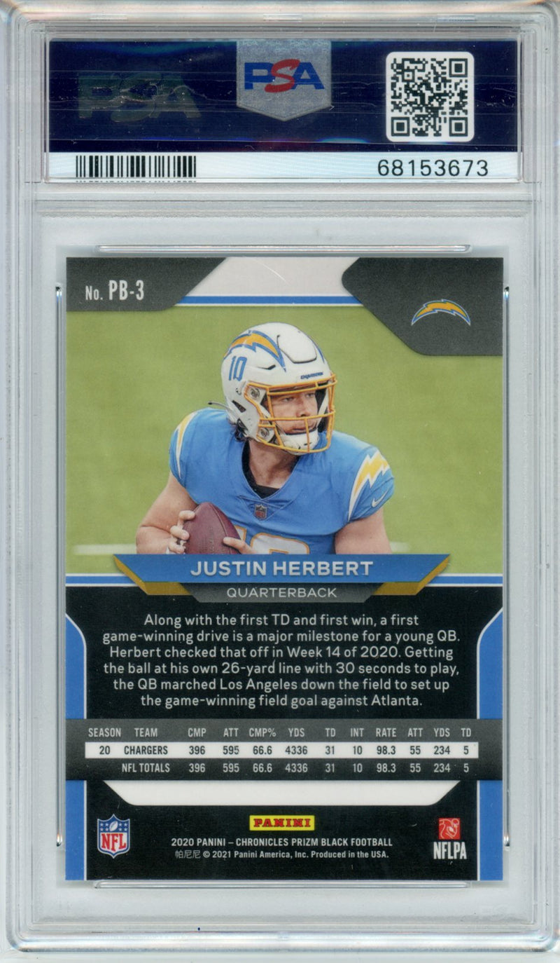 2020 Panini Chronicles Prizm Black Justin Herbert