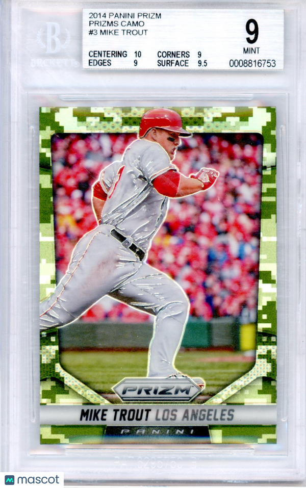 2014 Panini Prizm Prizms Camo Mike Trout #3 BGS 9 Baseball