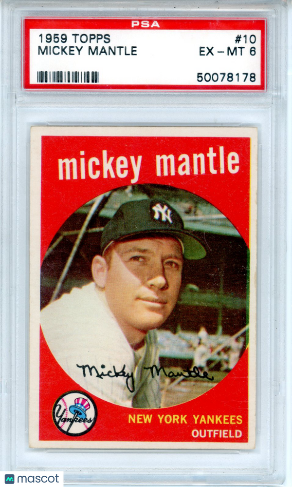 1959 Topps Mickey Mantle #10 PSA 6 Baseball