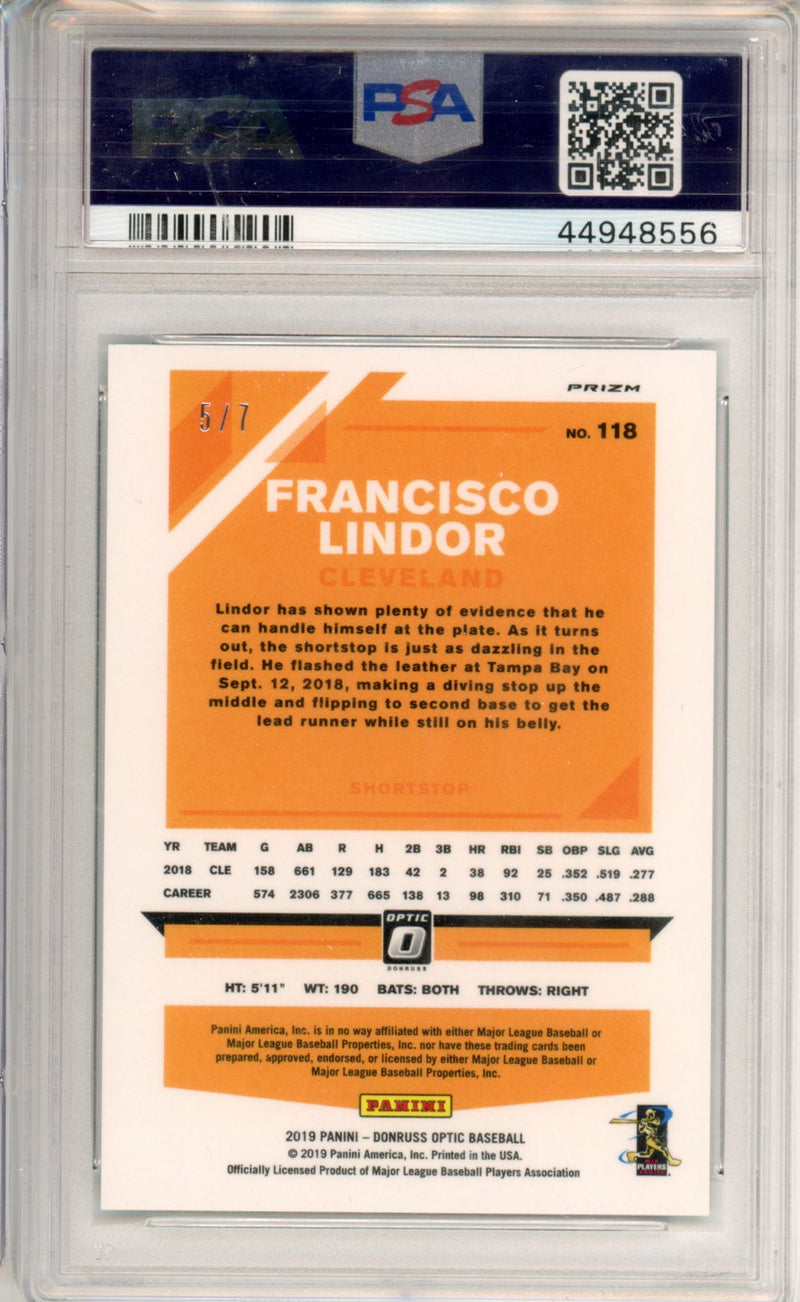 2019 Panini Donruss Optic Francisco Lindor Green Cracked Ice