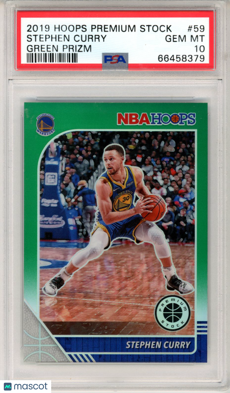 2019 Panini Hoops Premium Stock Stephen Curry Green Prizm #59 PSA 10