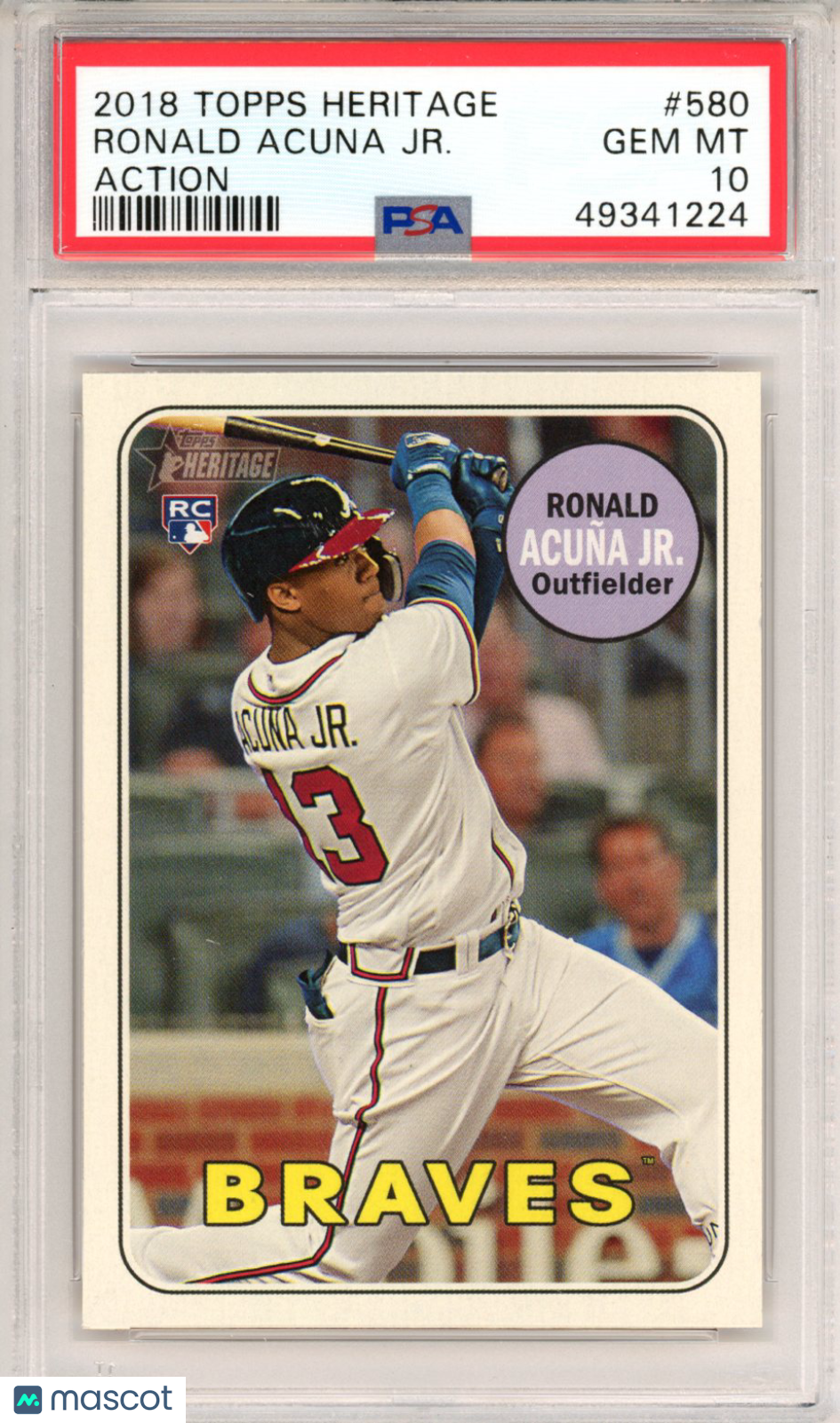 2018 Topps Heritage Ronald Acuna JR. Action #580 PSA 10