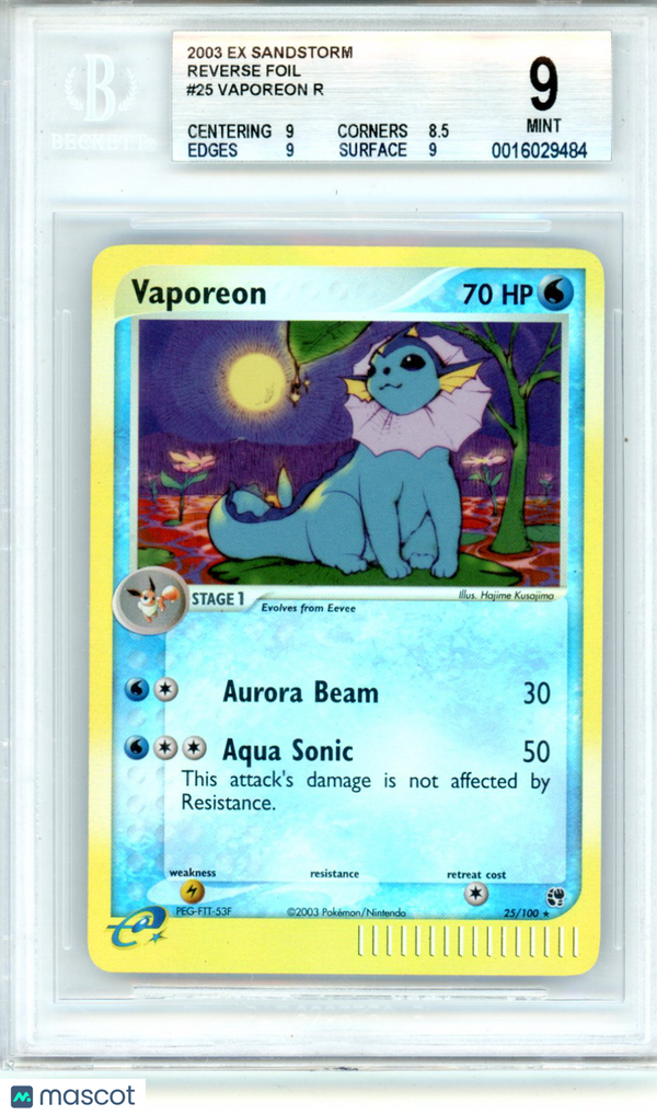 2003 Pokemon Vaporeon R #25 BGS 9