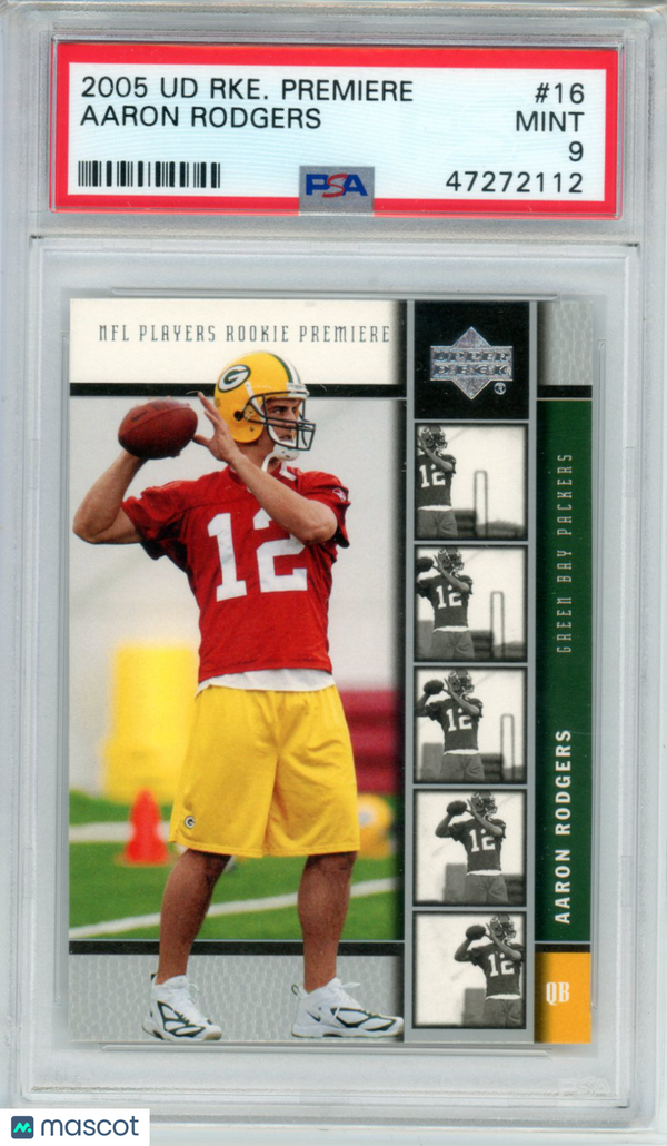 2005 Upper Deck Rookie Premiere Aaron Rodgers #16 PSA 9 Football