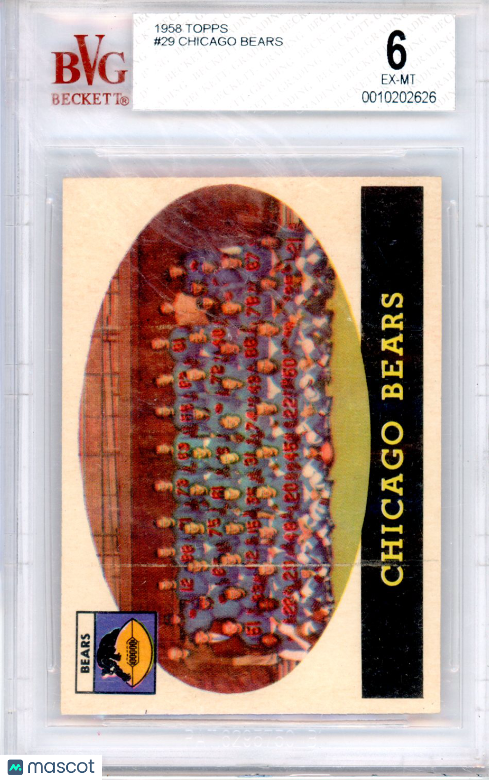 1958 Topps Chicago Bears #29 BGS 6