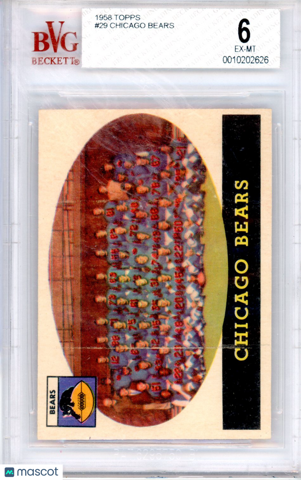 1958 Topps Chicago Bears #29 BGS 6 Football