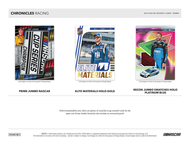 2023 Panini Chronicles Racing NASCAR Hobby Box (3 Autos Plus / Box)