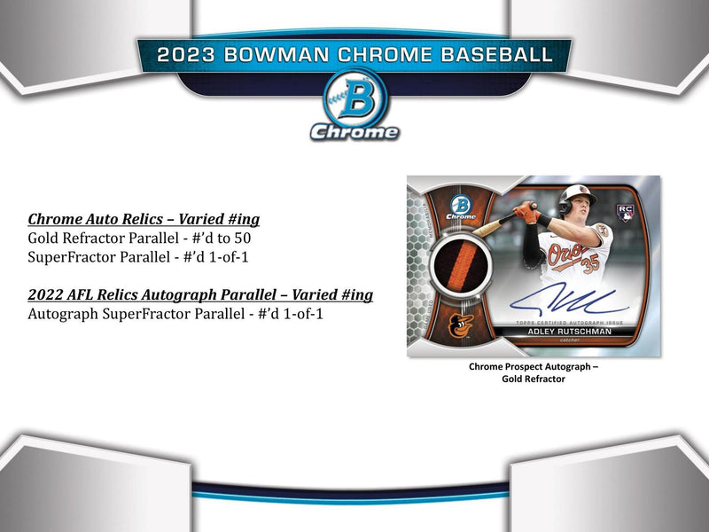 2023 Bowman Chrome Baseball Hobby HTA Choice Box (3 Autos/Box)