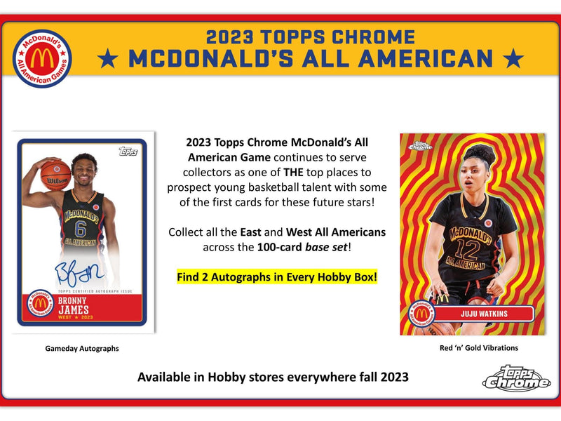 2023 Topps Chrome McDonald's All American Basketball Hobby Box (2 Autos) Bronny James?
