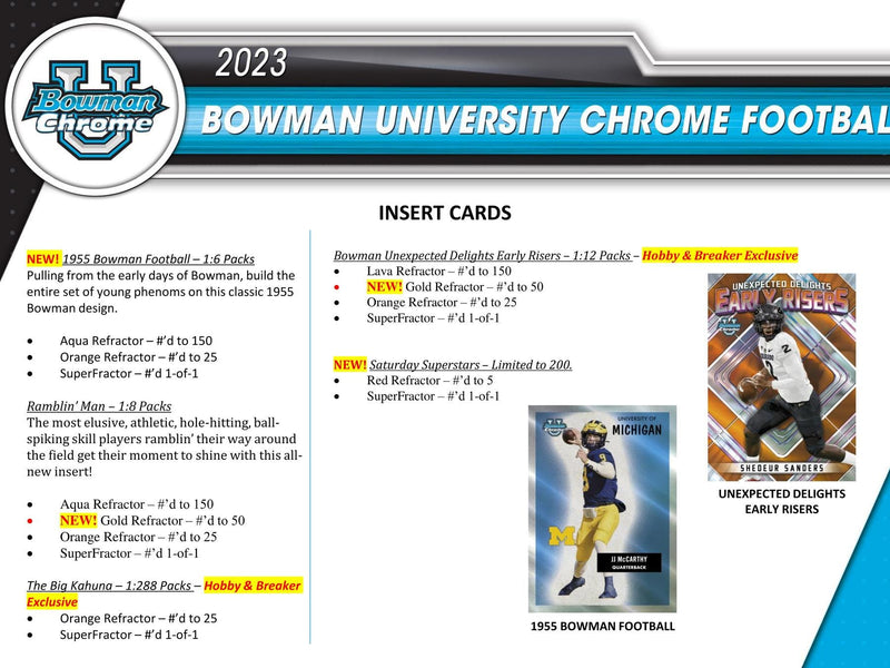2023 Bowman University Chrome Football BLASTER (4 Pink Refractors)