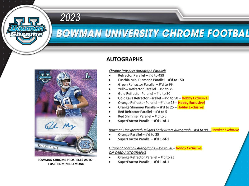 2023 Bowman University Chrome Football BLASTER (4 Pink Refractors)