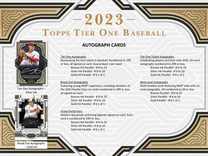 2023 Topps Tier One Baseball Hobby Box Loaded (3 Cards / Box)