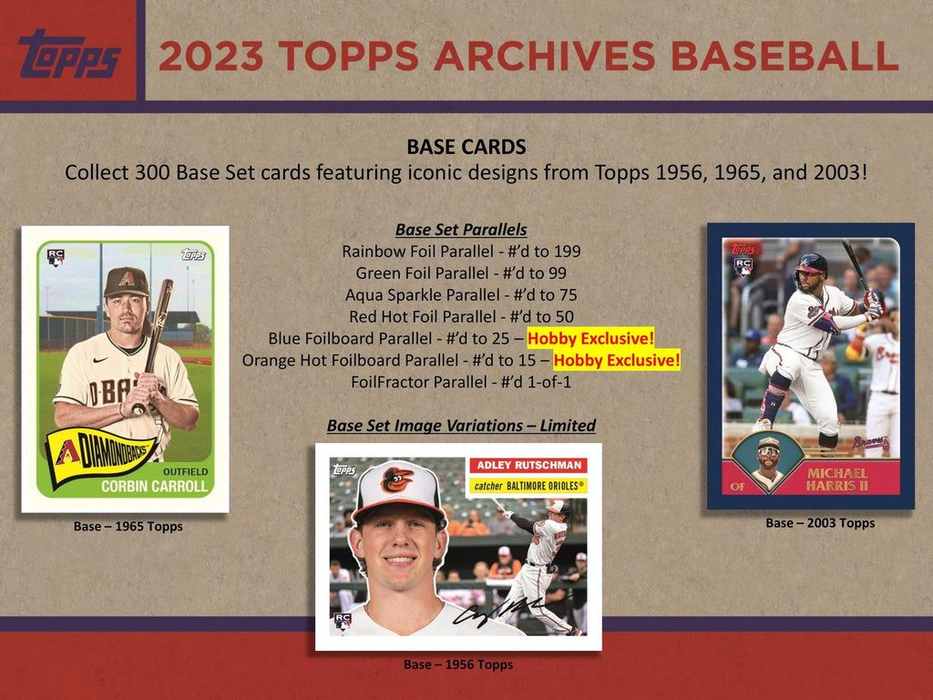 2023 Topps Archives MLB Baseball Hobby Box (2 Autos/Box)