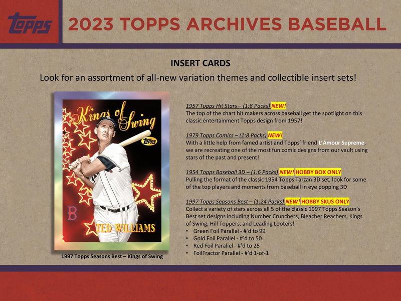 2023 Topps Archives MLB Baseball Hobby Box (2 Autos/Box)