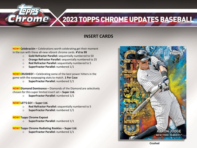 2023 Topps Chrome Update Series Baseball Hobby 6-Box Case (Factory Fresh) (1 Autograph per Box)