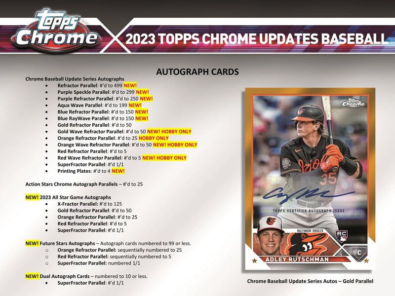 2023 Topps Chrome Update Series Baseball Hobby Box (1 Autograph per Box)