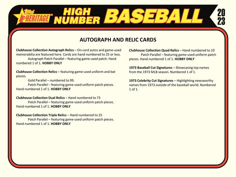 2023 Topps Heritage High Number Baseball Hobby Box (24 Packs)