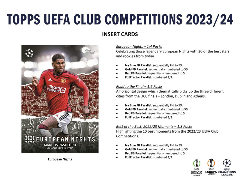 2023/24 Topps UEFA Club Competitions Soccer 7 Pack Blaster Box (1  Relic / 4 Inferno Inserts)