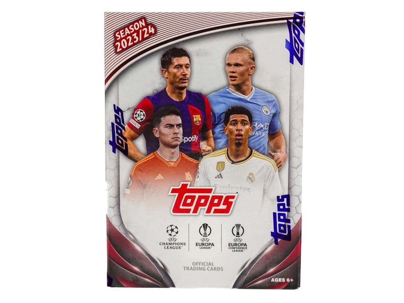 2023/24 Topps UEFA Club Competitions Soccer 7 Pack Blaster Box (1  Relic / 4 Inferno Inserts)