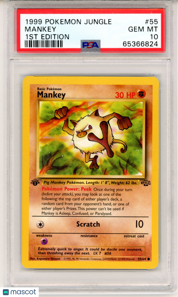 1999 Pokemon Jungle Mankey #55 PSA 10