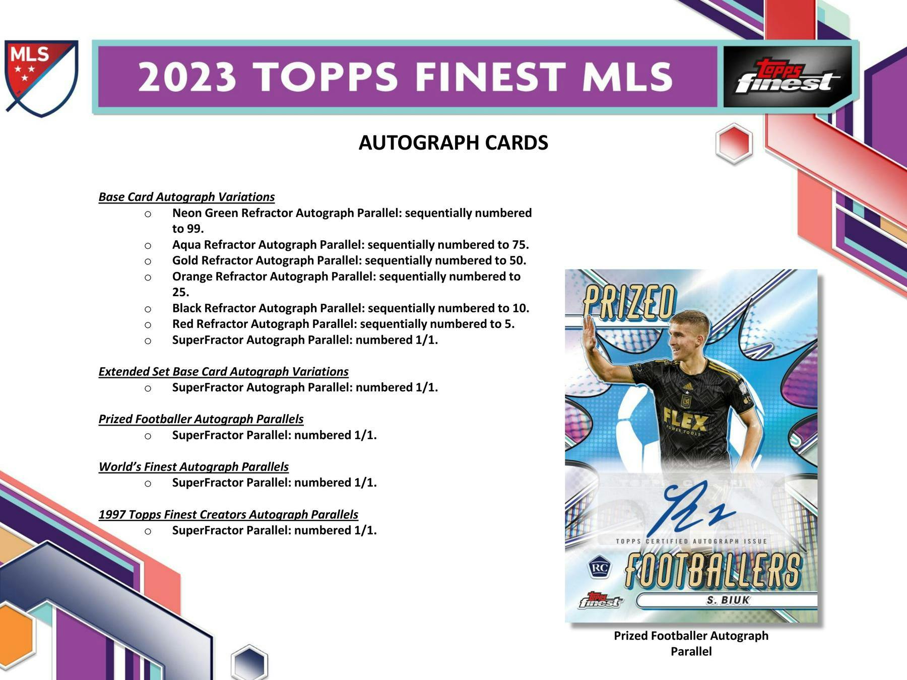 2023 Topps MLS Major League Soccer Finest Soccer Hobby Box (2 Autos)