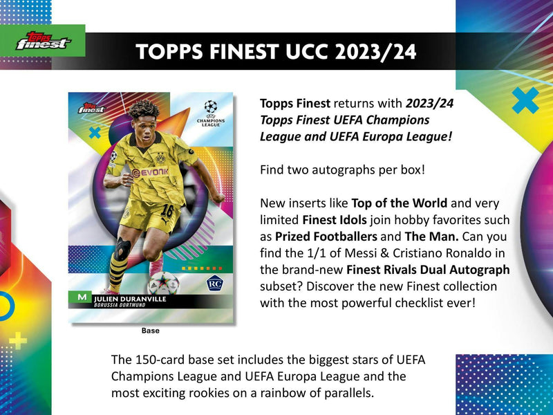 ONE PACK of 2023/24 Topps UEFA Club Competitions Finest Soccer Hobby (10 Cards)