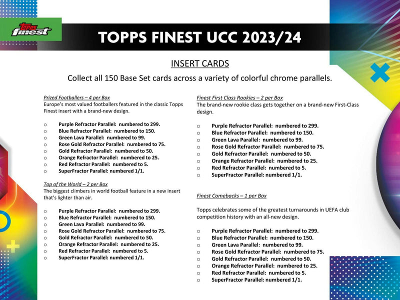 ONE PACK of 2023/24 Topps UEFA Club Competitions Finest Soccer Hobby (10 Cards)