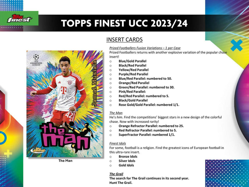 ONE PACK of 2023/24 Topps UEFA Club Competitions Finest Soccer Hobby (10 Cards)