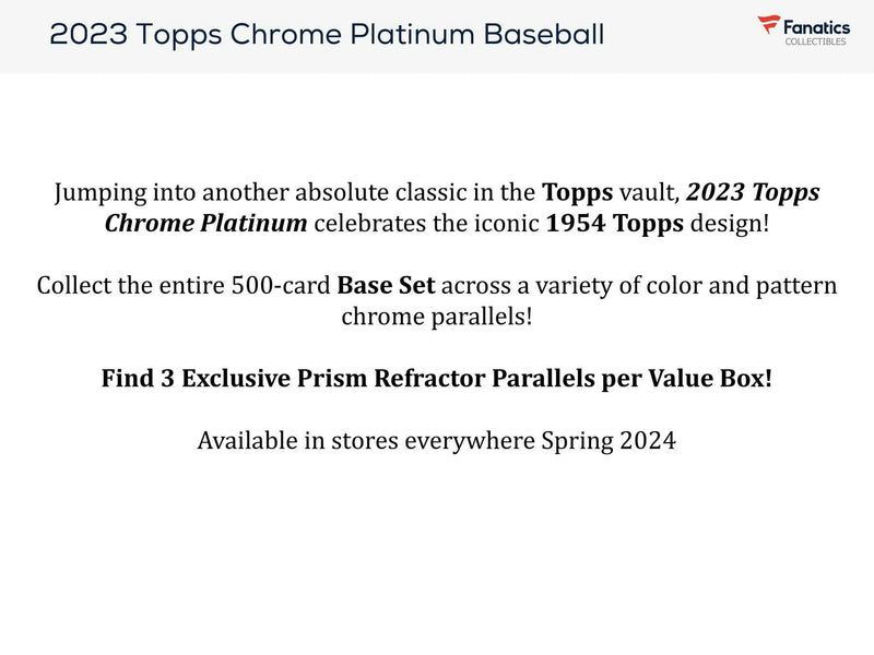 2023 Topps Chrome Platinum Anniversary Baseball 8 Pack Blaster Box (3 Prizms / Box)