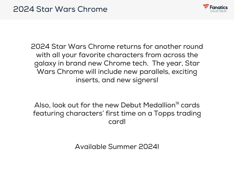 2024 Topps Star Wars Chrome 8-Pack Blaster Box (4 Refractor Parallels)