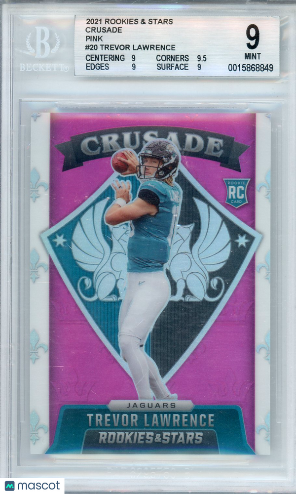 2021 Rookies and Stars Crusade Pink Trevor Lawrence #20 BGS 9