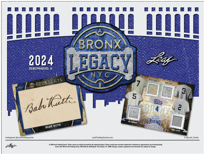 2024 Leaf A Bronx Legacy NYC Series 2 Baseball Hobby Box (2 Autos) Dec 13th