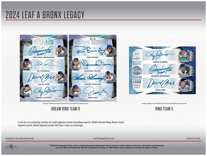 2024 Leaf A Bronx Legacy NYC Series 2 Baseball Hobby Box (2 Autos) Dec 13th